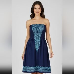 Advance Apparels Blue Halter Sundress with Embellishments